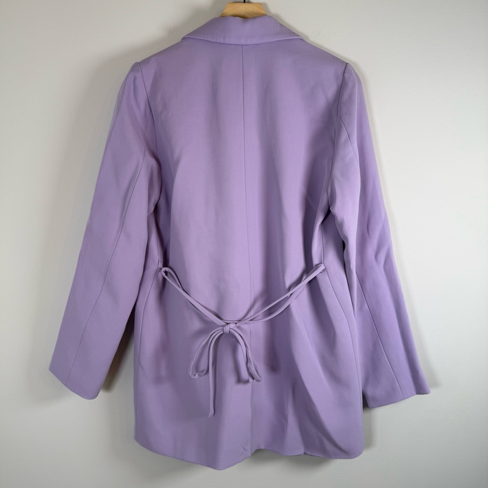 Zara Tie Back Business Career Work Office Blazer Jacket Lilac Purple Medium NWOT - Picture 4 of 4
